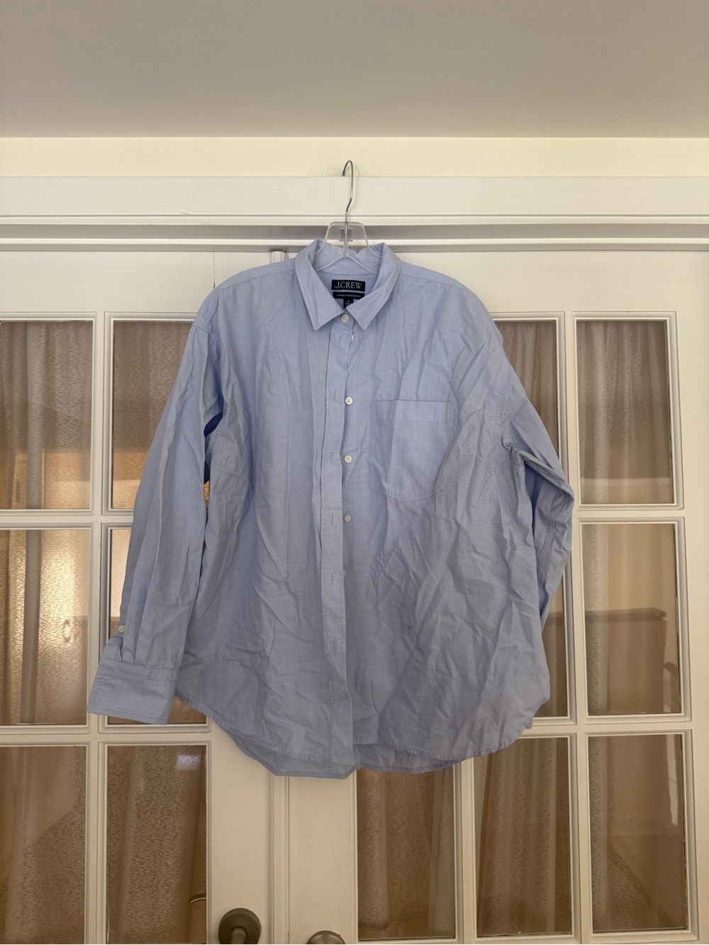 J. Crew 100% Cotton Etienne Oversized Light Blue Button-Down Shirt